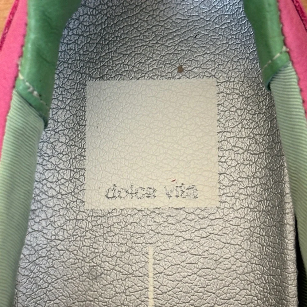 DOLCE VITA Laini Sneakers Pink Women Size 7.5 Suede Low Top Multicolor Laces